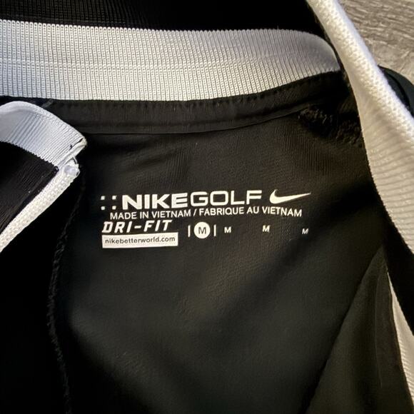 NIKE Golf Dri Fit 1/2 Zip Pullover Womens Sz Medium Black White 1/4 Zip - Picture 2 of 8